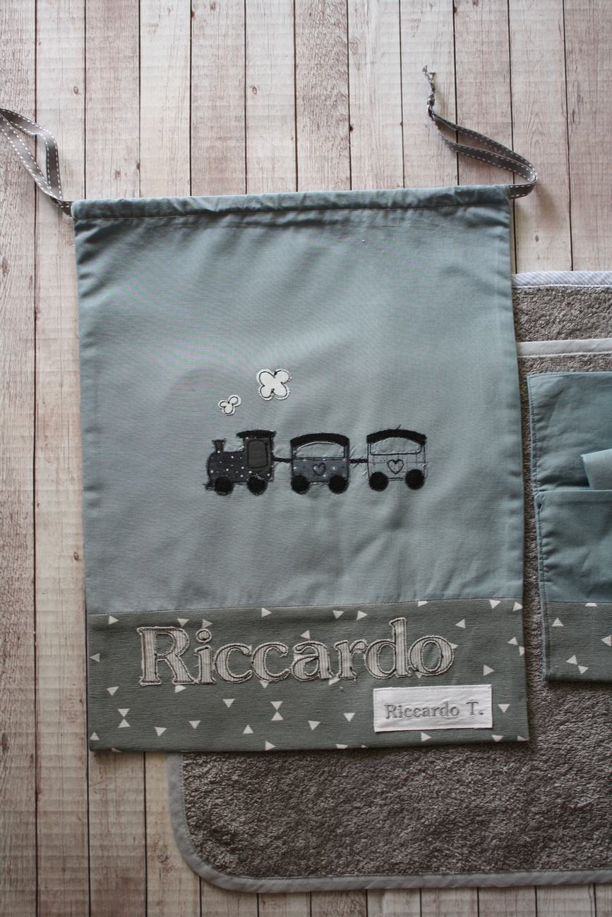 Sacchetto/Zainetto asilo per bambino con Trenino