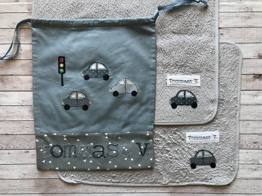 Sacchetto/Zainetto asilo per bambino con Automobiline