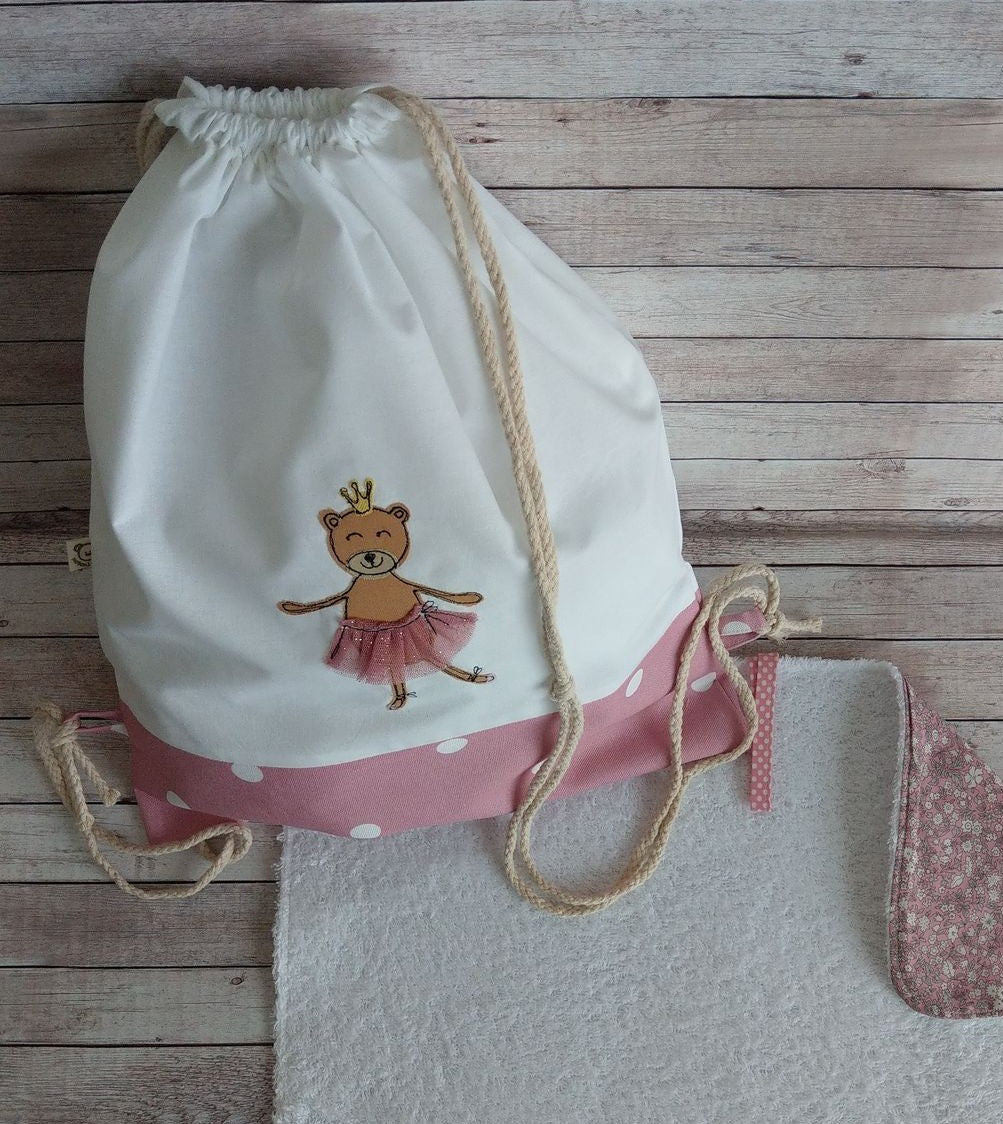 Zainetto bambina per asilo “Orsetta Ballerina” – personalizzabile