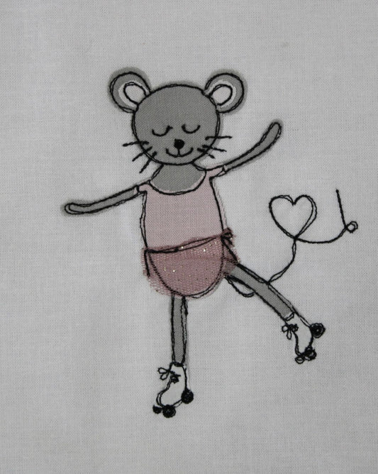 Zainetto semplice con ricamo di Topolina pattinatrice – dettaglio ricamo