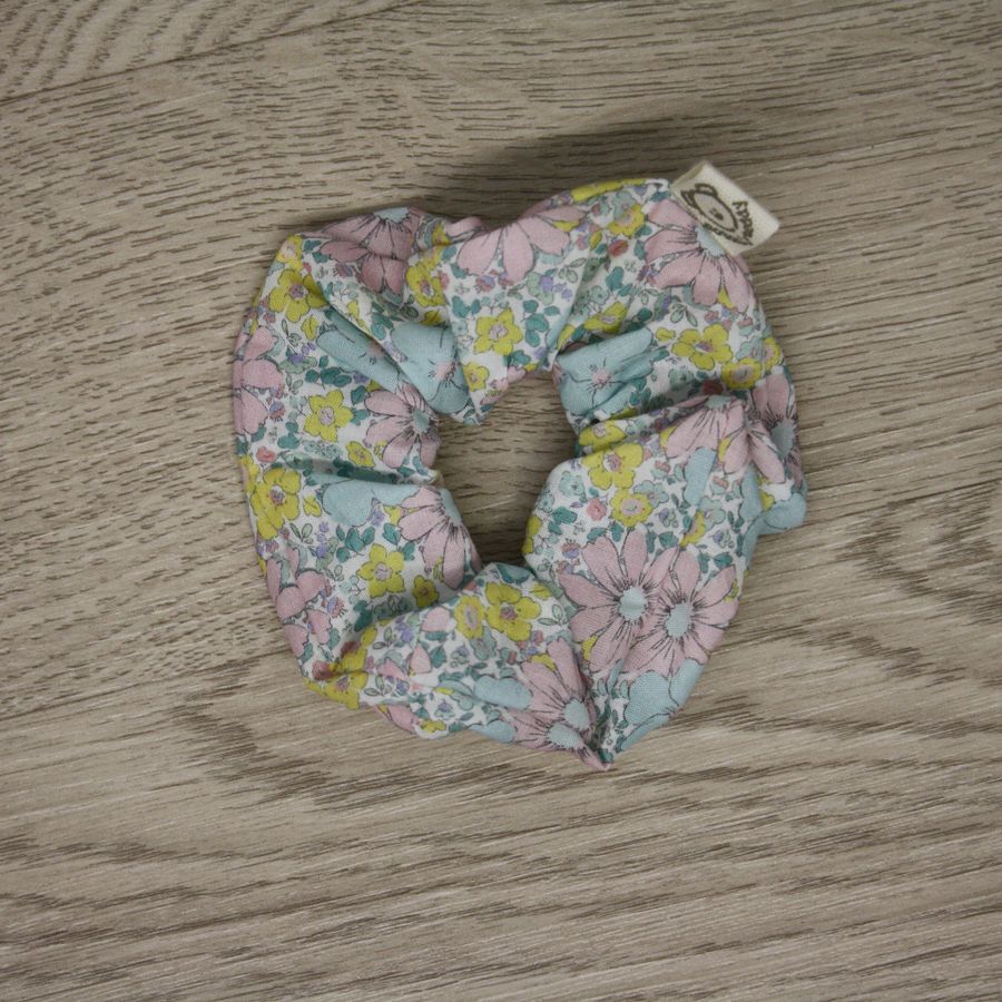 Scrunchie - elastico per capelli - fiorellini menta e rosa