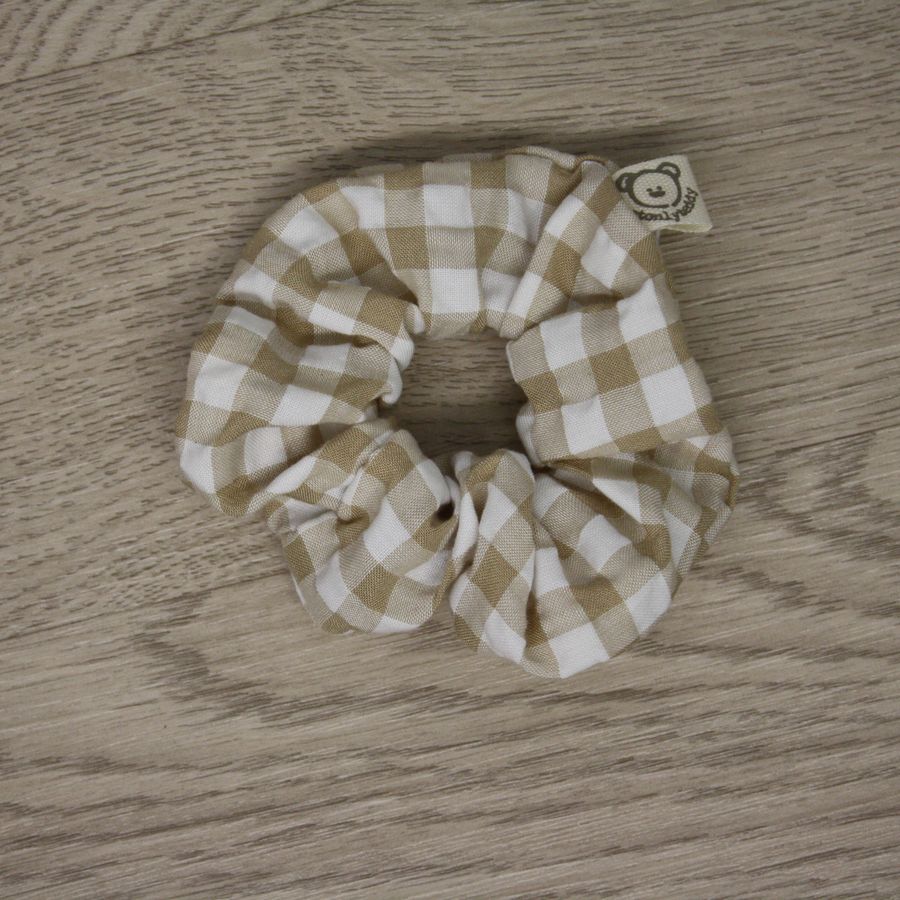 Scrunchie - elastico per capelli - quadri beige seersucker