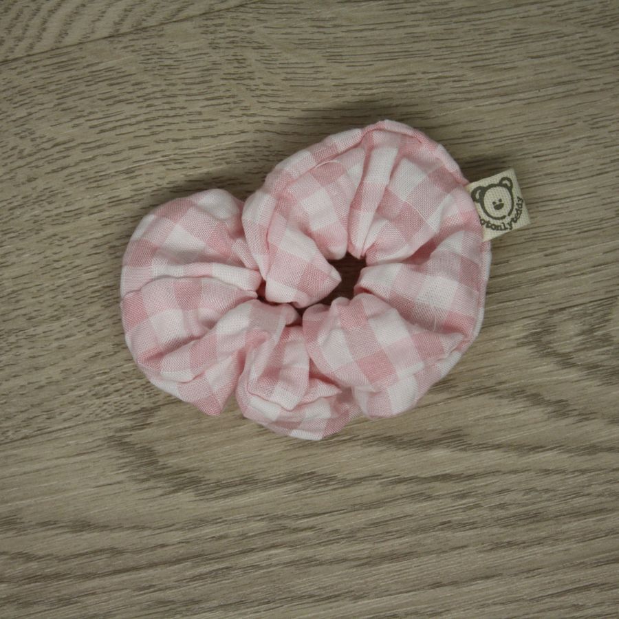 Scrunchie - elastico per capelli - quadri rosa seersucker