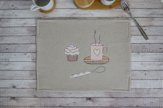 Tovaglietta colazione con cupcake e mug fumante 🍵🧁🐻 - personalizzabile