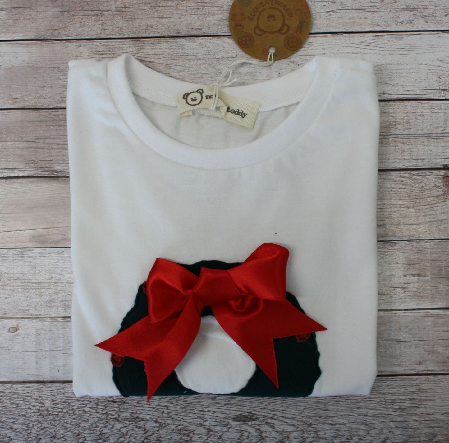 Maglietta natalizia a maniche lunghe con ghirlanda - taglia 3 anni