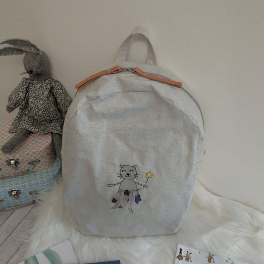 Zainetto da bambina in tessuto cerato glitterato – Artigianale, capiente e comodo - Gattina Fatina