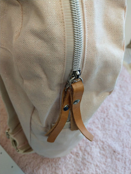 Zainetto da bambina in tessuto cerato glitterato – Artigianale, capiente e comodo