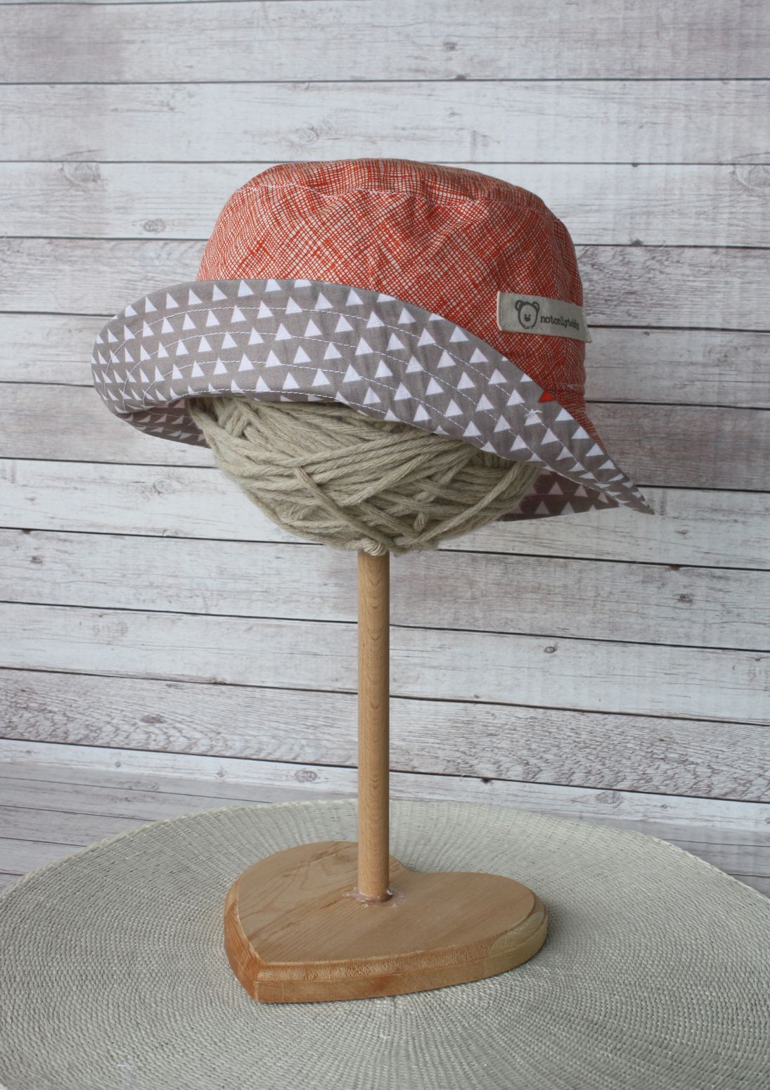 Cappellino parasole double-face, arancione e beige - taglia 3-5 a