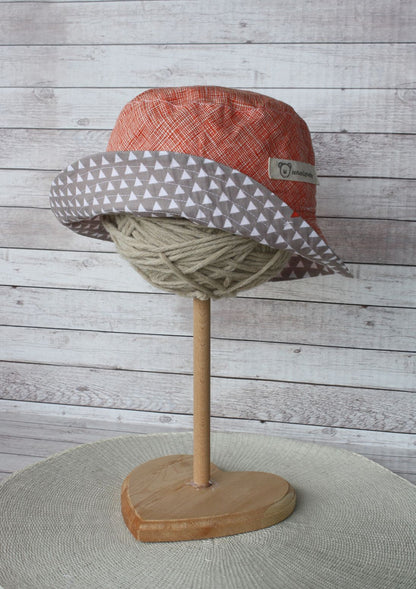 Cappellino parasole double-face, arancione e beige - taglia 3-5 a