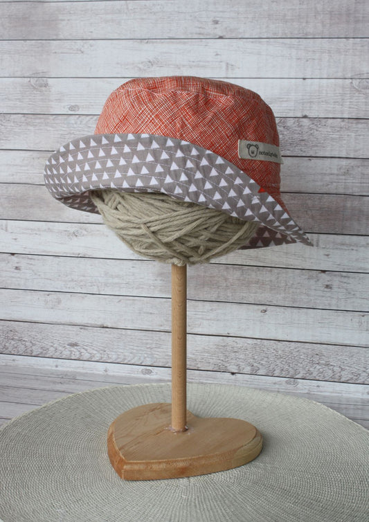 Cappellino parasole double-face, arancione e beige - taglia 3-5 a