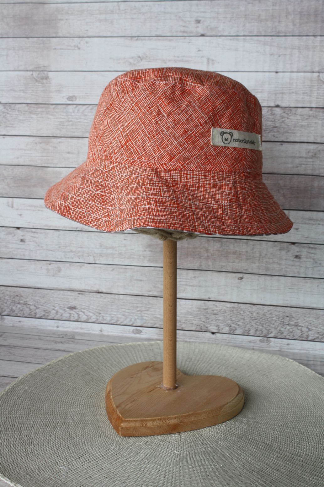 Cappellino parasole double-face, arancione e beige - taglia 3-5 a