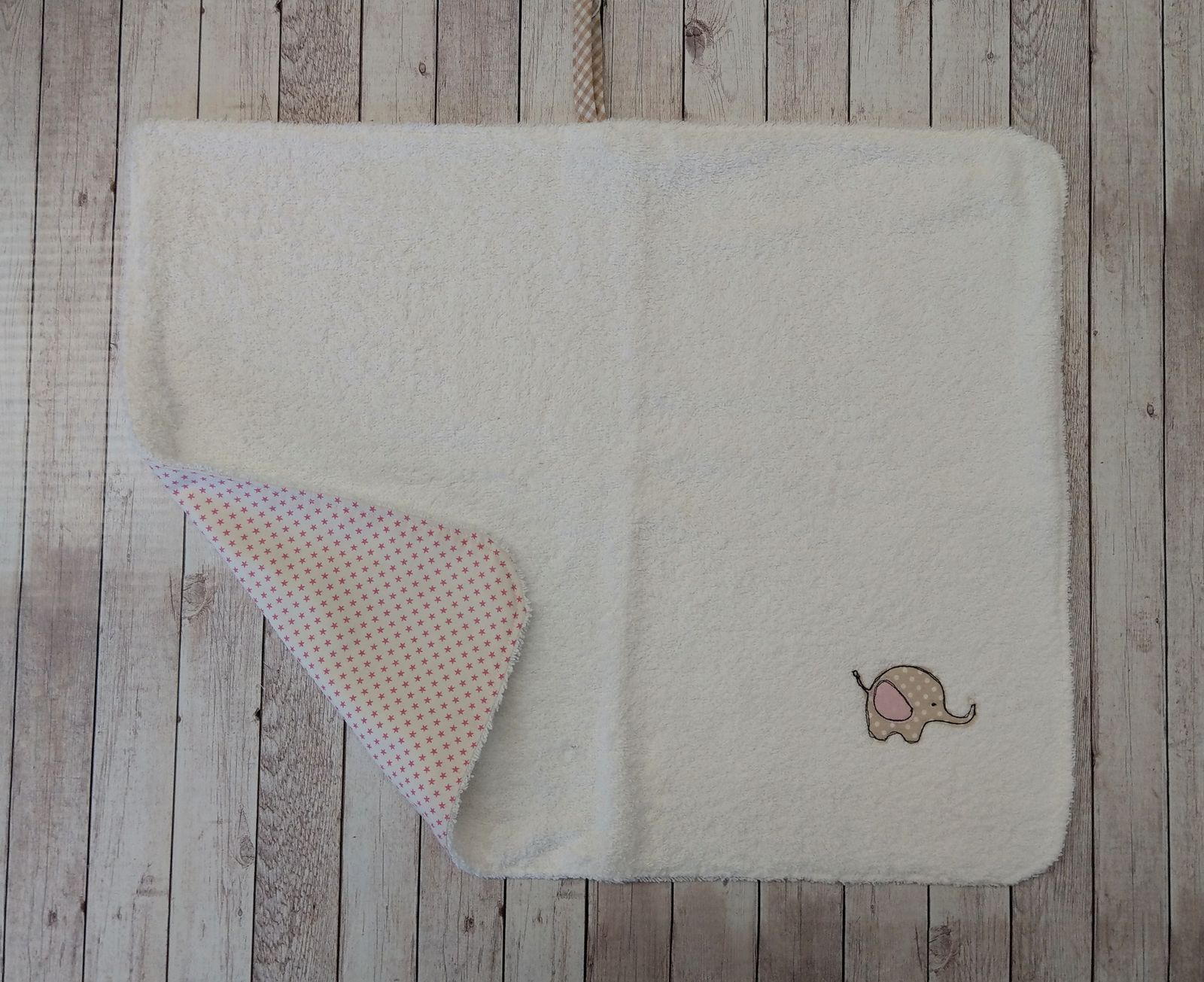 Retro di asciugamano double face spugna+cotone con decorazione di elefantino