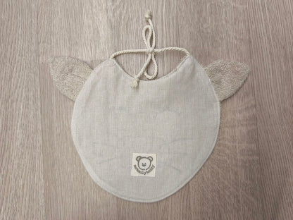 retro di bavaglino per neonato a forma di musetto di gatto beige