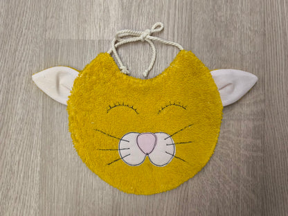 bavaglino per neonato a forma di musetto di gatto senape