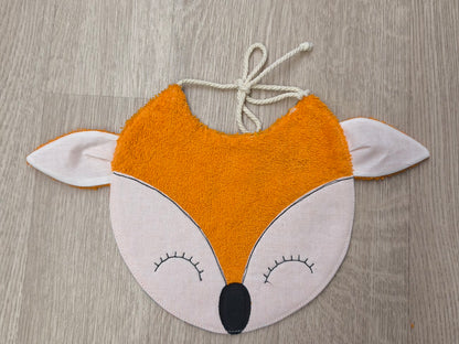 bavaglino per neonato con animaletti, a forma di musetto di volpina