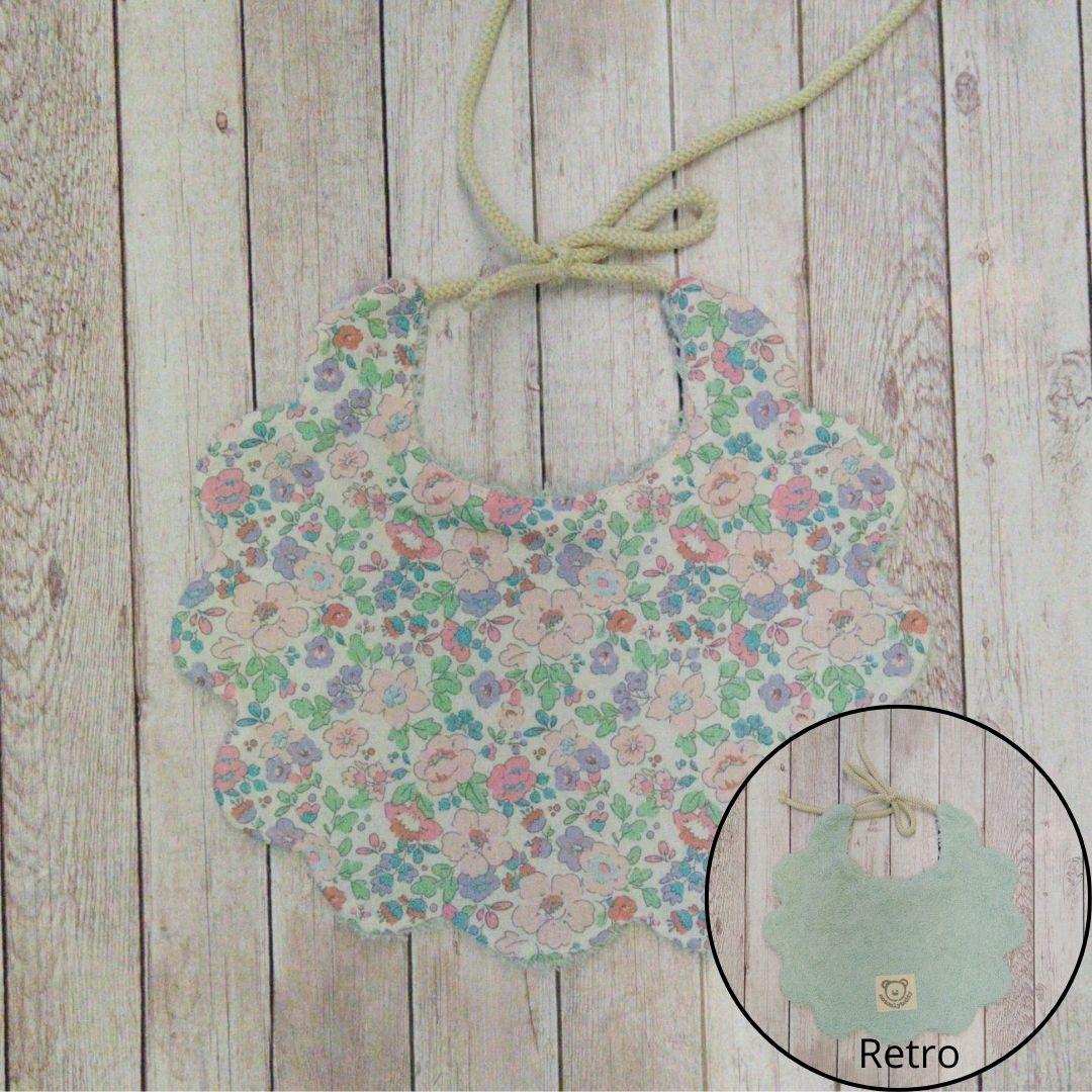 Bavaglino per neonato/a 🐭 – Idea regalo per nuova nascita 🎁- personalizzabile - Fiori rosa e lilla