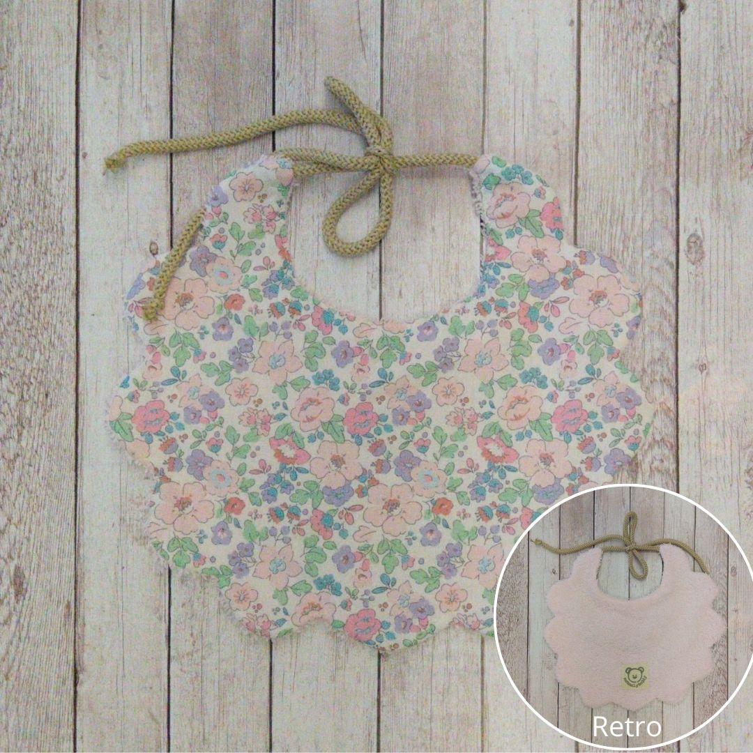 Bavaglino per neonato/a 🐭 – Idea regalo per nuova nascita 🎁- personalizzabile - Fiori rosa e lilla