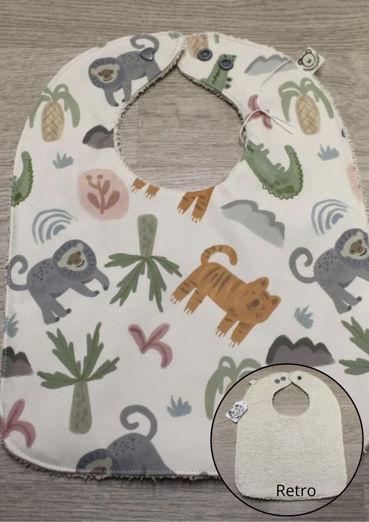Bavaglino cerato con animali - retro in spugna