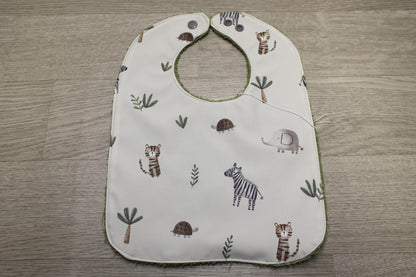 Bavaglino cerato con animaletti della savana - retro in spugna