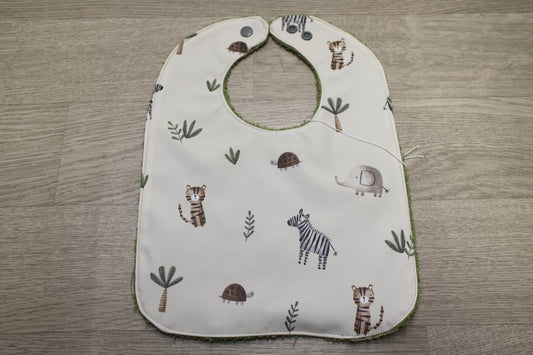 Bavaglino cerato con animaletti della savana - retro in spugna