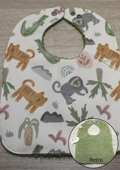 Bavaglino cerato con animali - retro in spugna