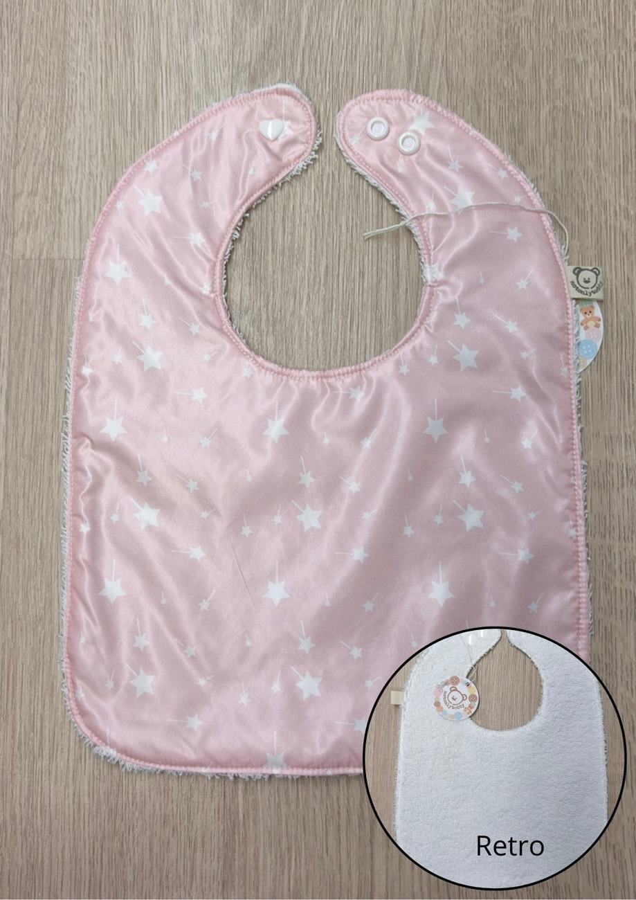 Bavaglino svezzamento cerato con retro in spugna - grafiche NotOnlyTeddy Bacchette magiche rosa