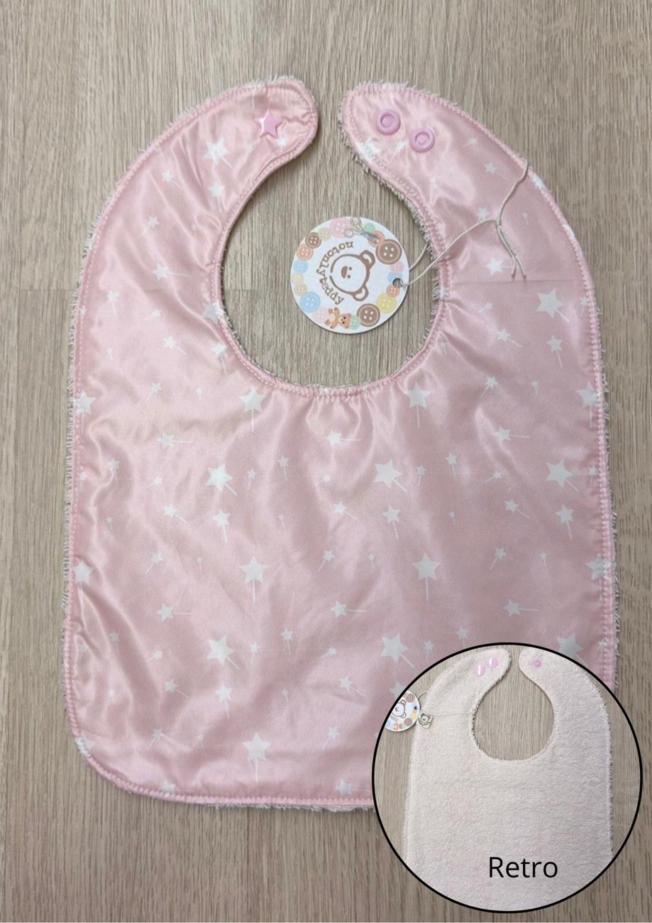 Bavaglino svezzamento cerato con retro in spugna - grafiche NotOnlyTeddy Bacchette magiche rosa