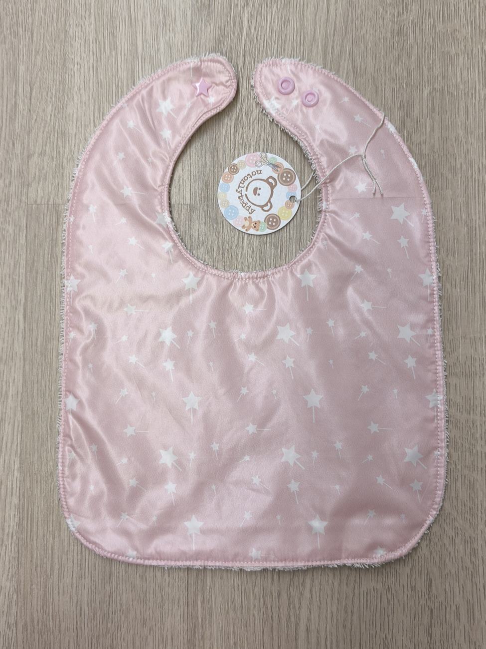 Bavaglino svezzamento cerato con retro in spugna - grafiche NotOnlyTeddy Bacchette magiche rosa