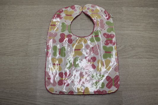 Bavaglino cerato bianco con farfalline - retro in spugna