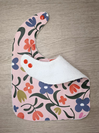 Bavaglino cerato con fiori grandi - retro in spugna
