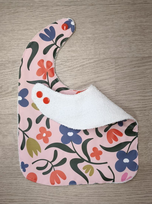 Bavaglino cerato con fiori grandi - retro in spugna