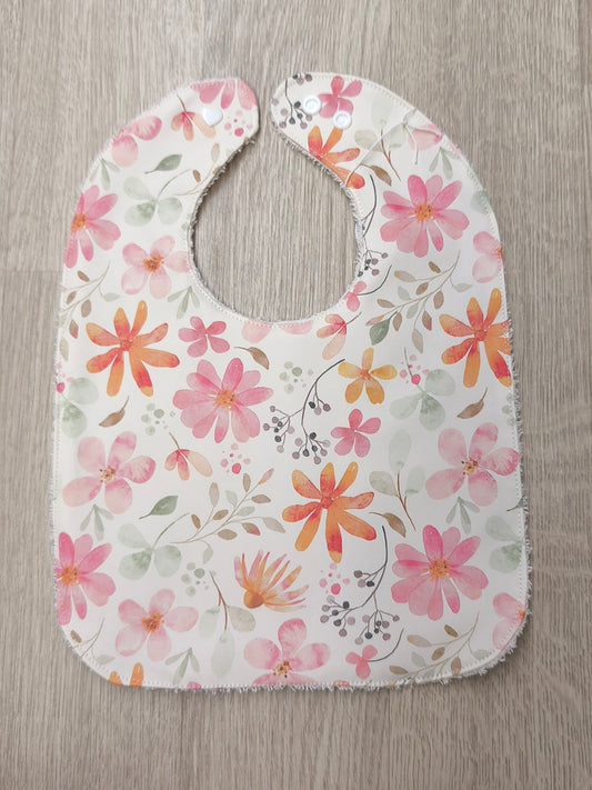 bavaglino cerato fiori con retro in spugna rosa chiaro