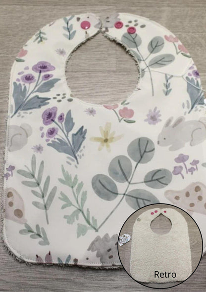 Bavaglino cerato con animaletti e piante - retro in spugna