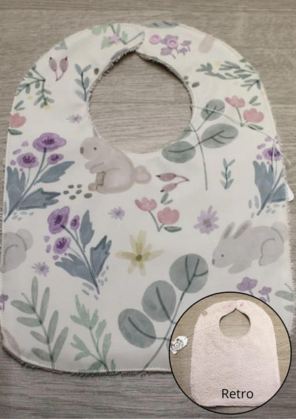 Bavaglino cerato con animaletti e piante - retro in spugna