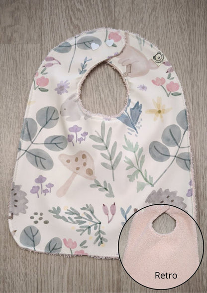 Bavaglino cerato con animaletti e piante - retro in spugna