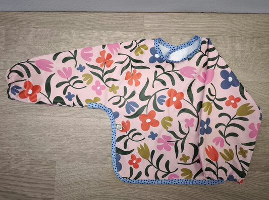 Bavaglino cerato con maniche - Rosa a fiori
