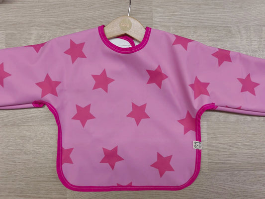 Bavaglino cerato con maniche - stelle - rosa