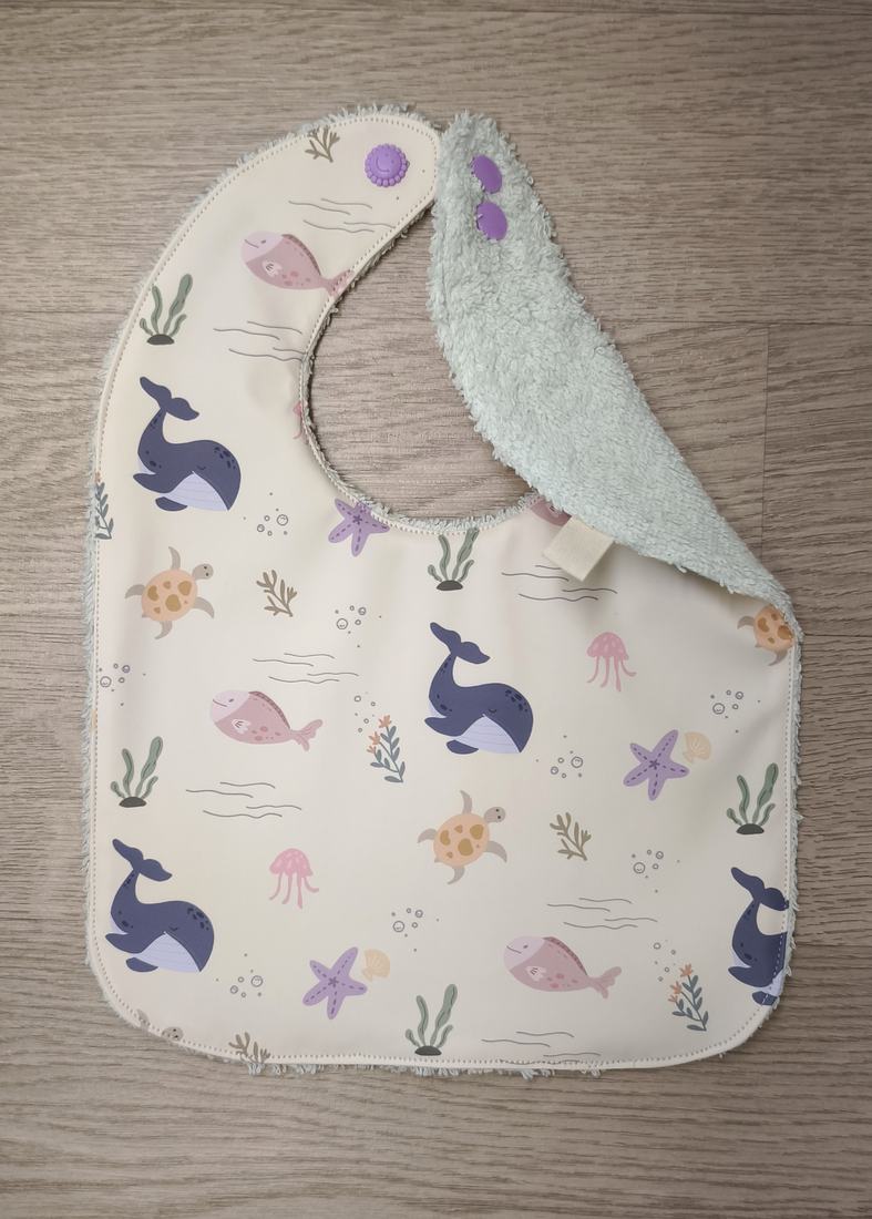 Bavaglino cerato con ambiente subacqueo 🐙🐳- retro in spugna