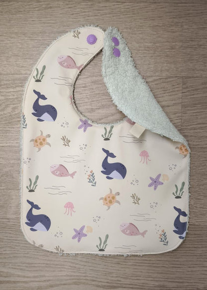 Bavaglino cerato con ambiente subacqueo 🐙🐳- retro in spugna