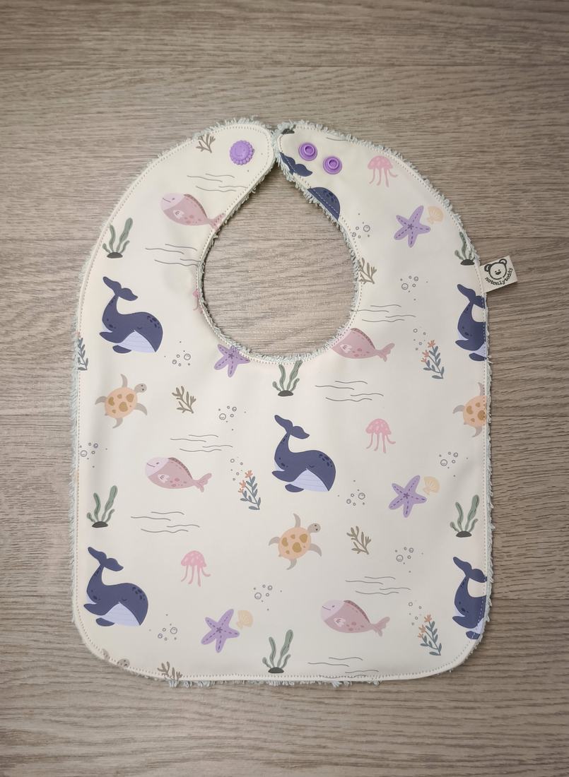 Bavaglino cerato con ambiente subacqueo 🐙🐳- retro in spugna