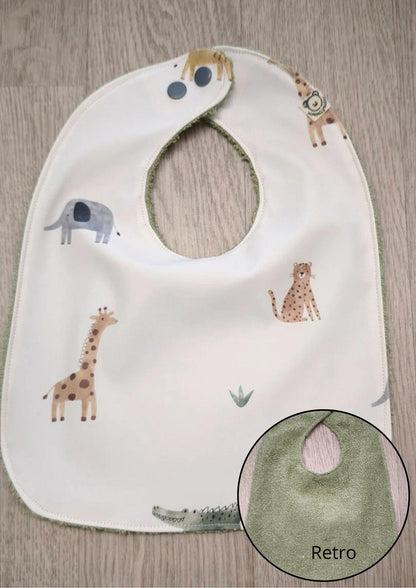 Bavaglino cerato con animaletti della savana - retro in spugna