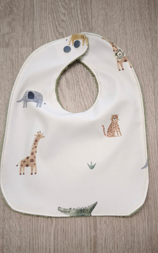 Bavaglino cerato con animaletti della savana - retro in spugna