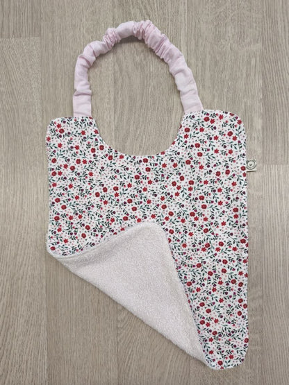 Bavaglino double face con elastico per bambina - fiorellini