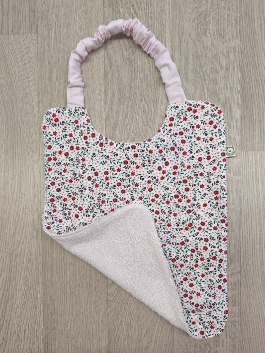 Bavaglino double face con elastico per bambina - fiorellini