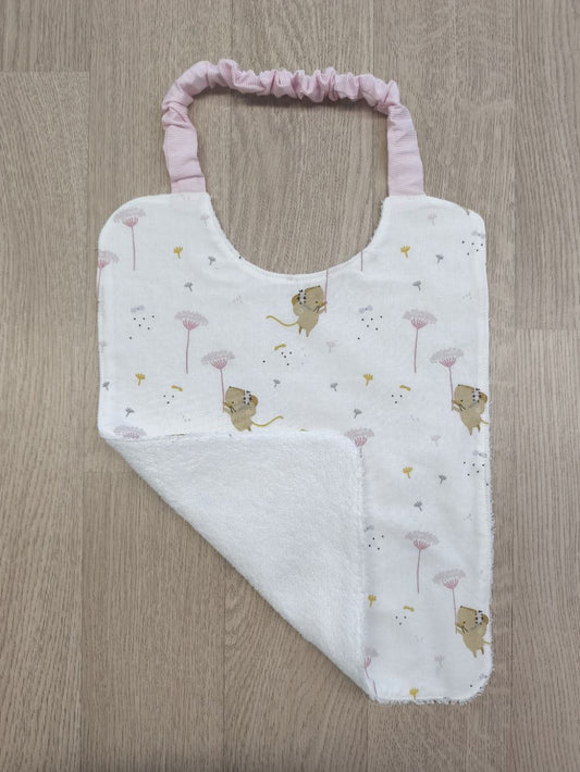 Bavaglino double face con elastico per bambina - topoline