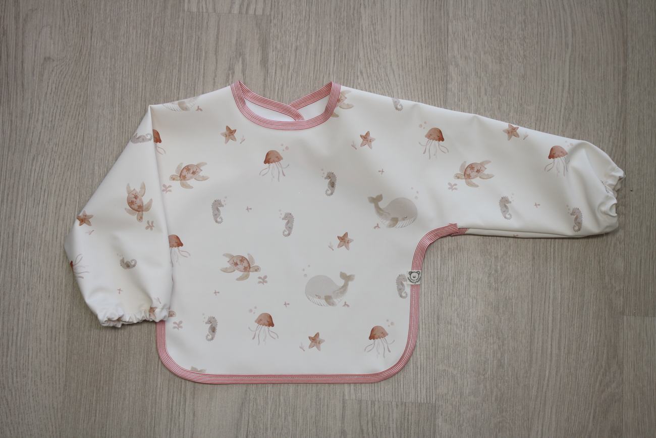 Bavaglino cerato con maniche - animaletti marini