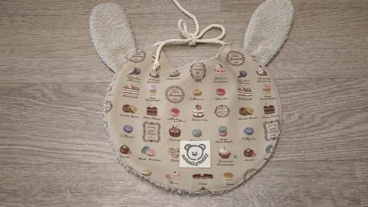 retro di bavaglino a forma di musetto di coniglietto beige