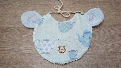 retro di bavaglino a forma di musetto di orso azzurro