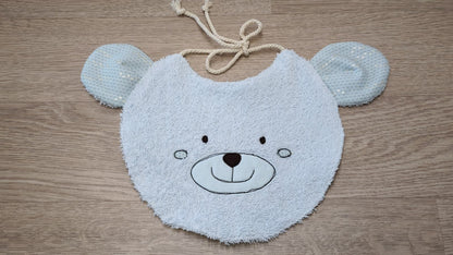 bavaglino a forma di musetto di orso azzurro
