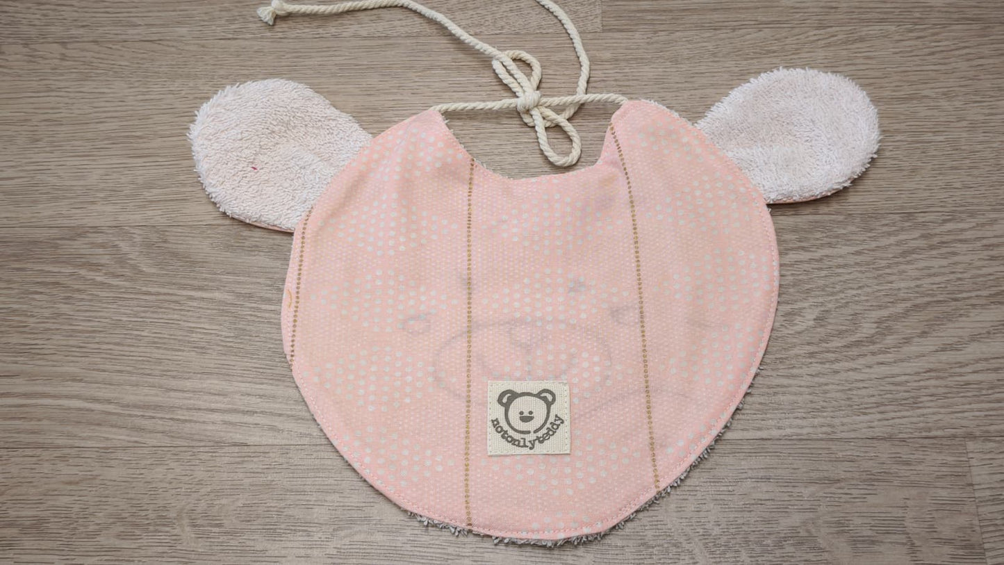 retro di bavaglino a forma di musetto di orso rosa